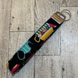 Colorful tea pot Patterned Key chain key fob